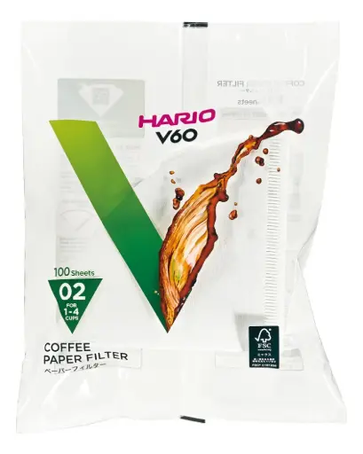 Filtro De Papel Branco Hario V60 02 - Embalagem com 100 Unidades
